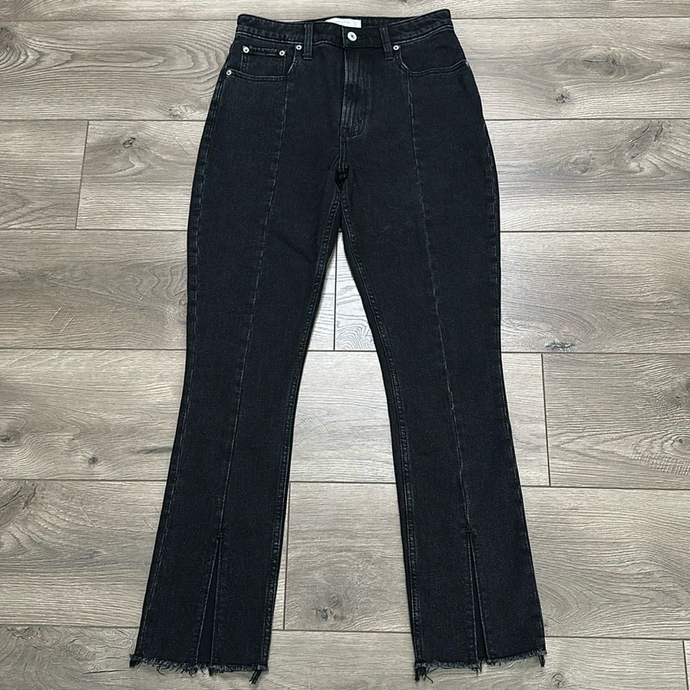 Abercrombie & Fitch The Skinny High Rise Split Raw Hem Black Stretch Jeans 27